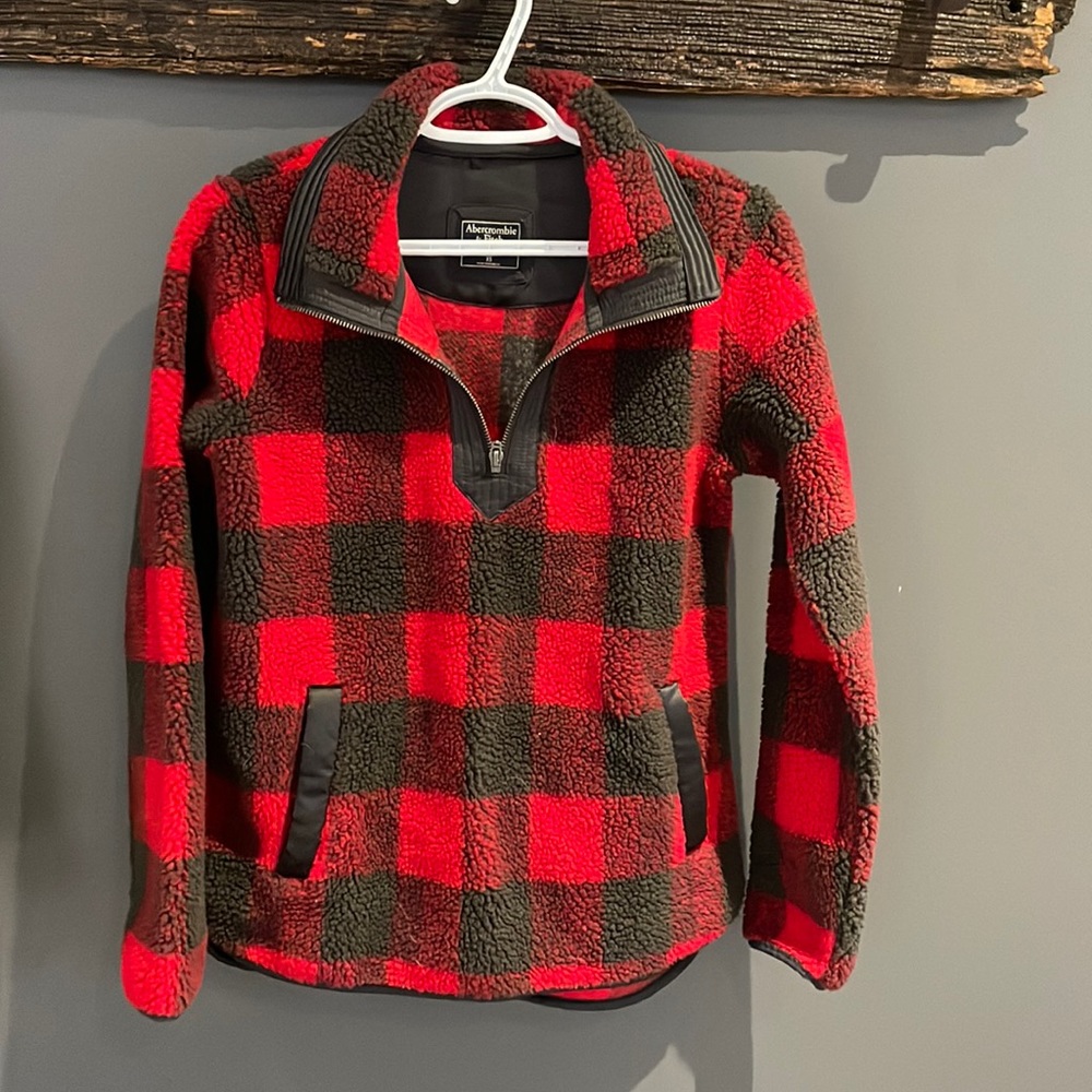 Abercrombie Buffalo check Sherpa sweater